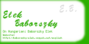 elek baborszky business card